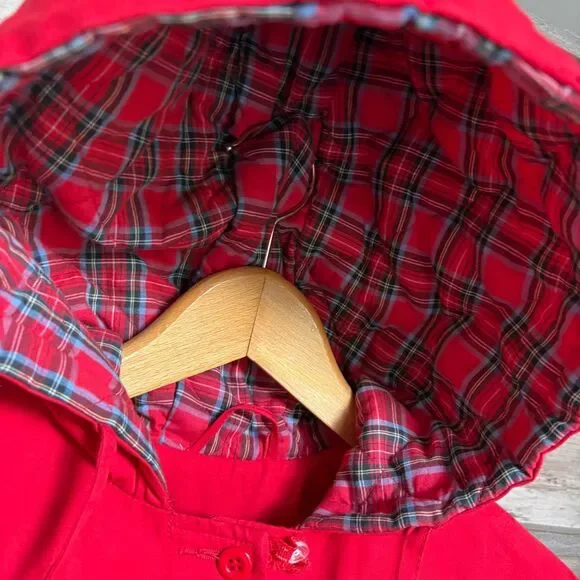 London Fog 7 Red Hooded Jacket Fleece Lined Classic Preppy Luxury Vintage Style
